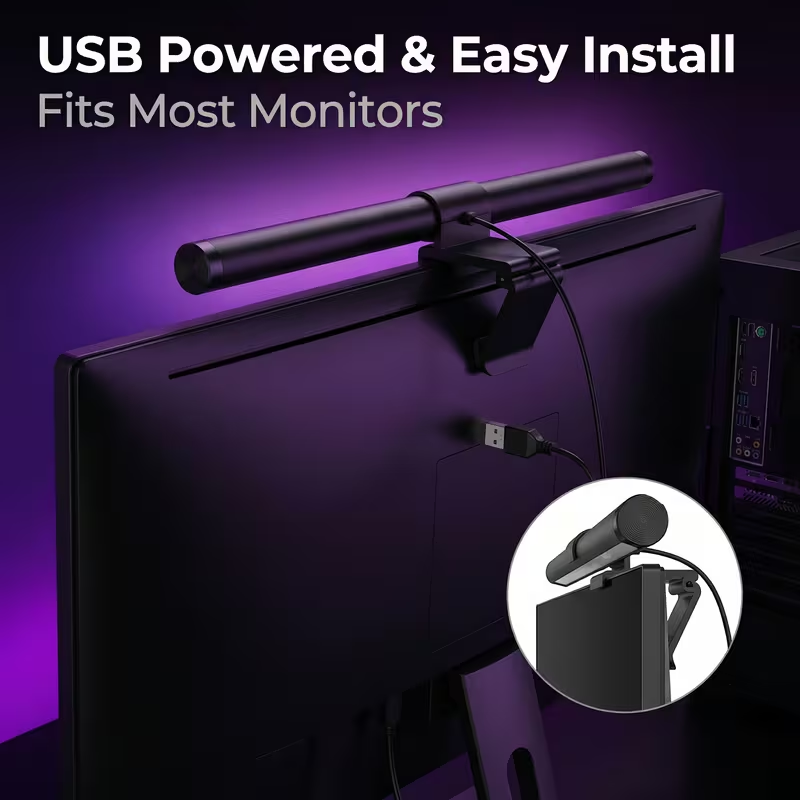 Desk Setup Lighting - LED Monitor Light Bar With Remote