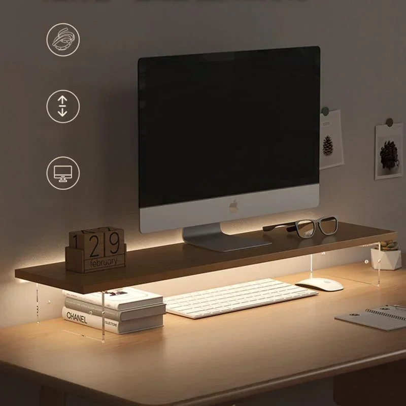 L Shaped Desk Setup - Computer Monitor Low Table Office Desktop