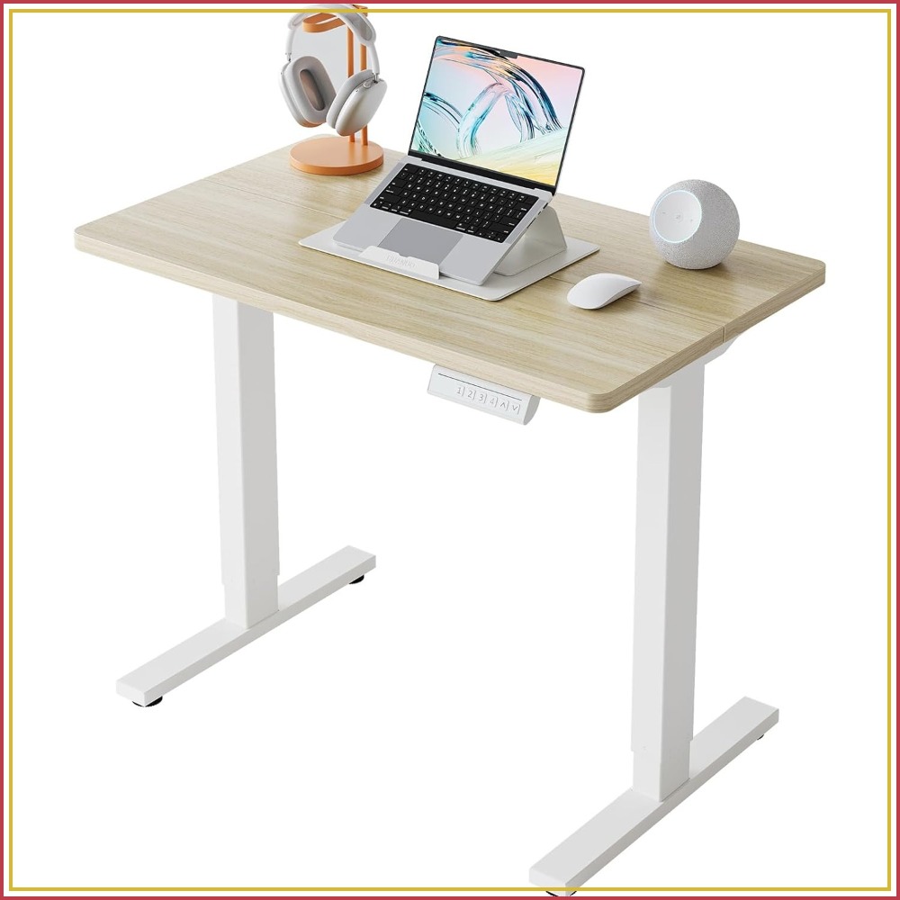 L Shaped Desk Setup - Small Electric Standing Desk Adjustable Height,