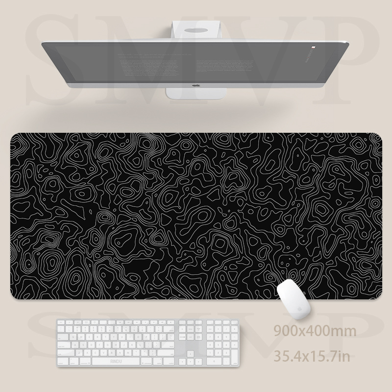 Desk Setup Blue - Mouse Pad Design Black Table Carpet