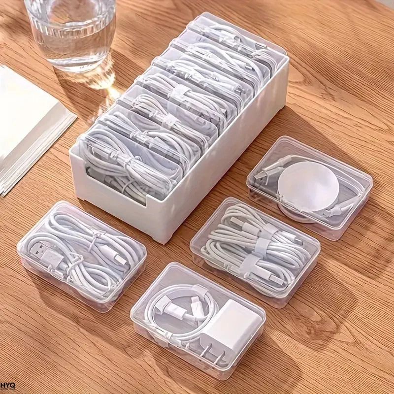 Desk Setup Organizer - Cable Organizer, Durable Plastic Storage Box,