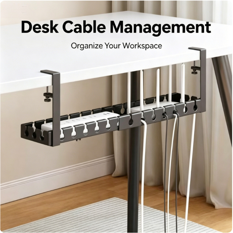Desk Setup Organizer - Under Table Telescopic Storage Rack Metal