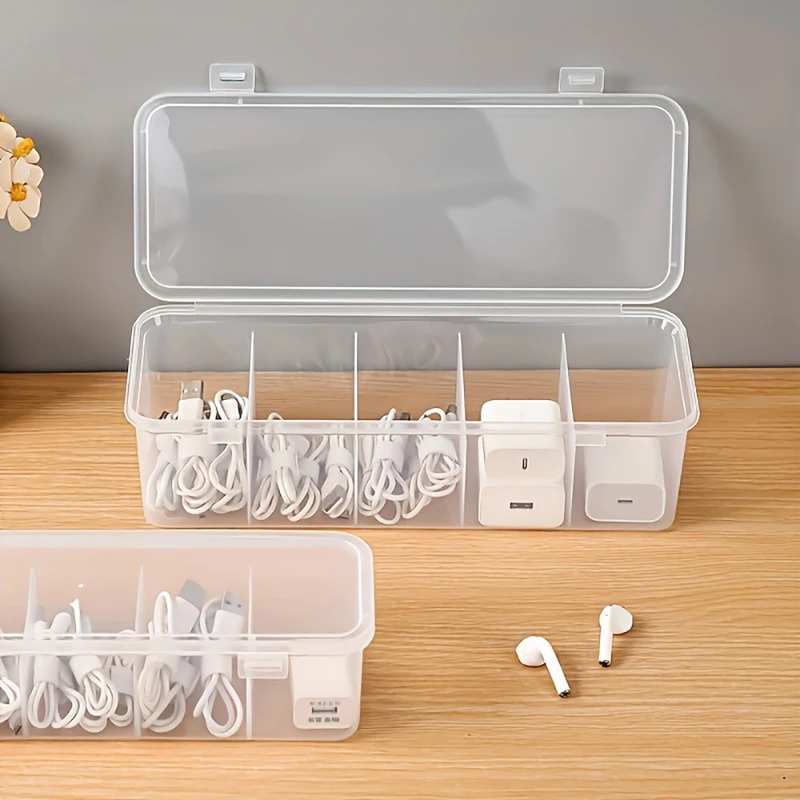 Desk Setup Organizer - Transparent Cable Organizer with Lid, Dust-Proof