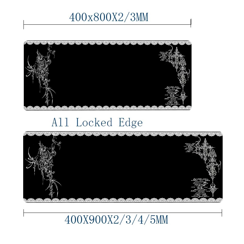 Mouse Pad Dark Style Lace Edge - Desk Setup Dark 评论和价格