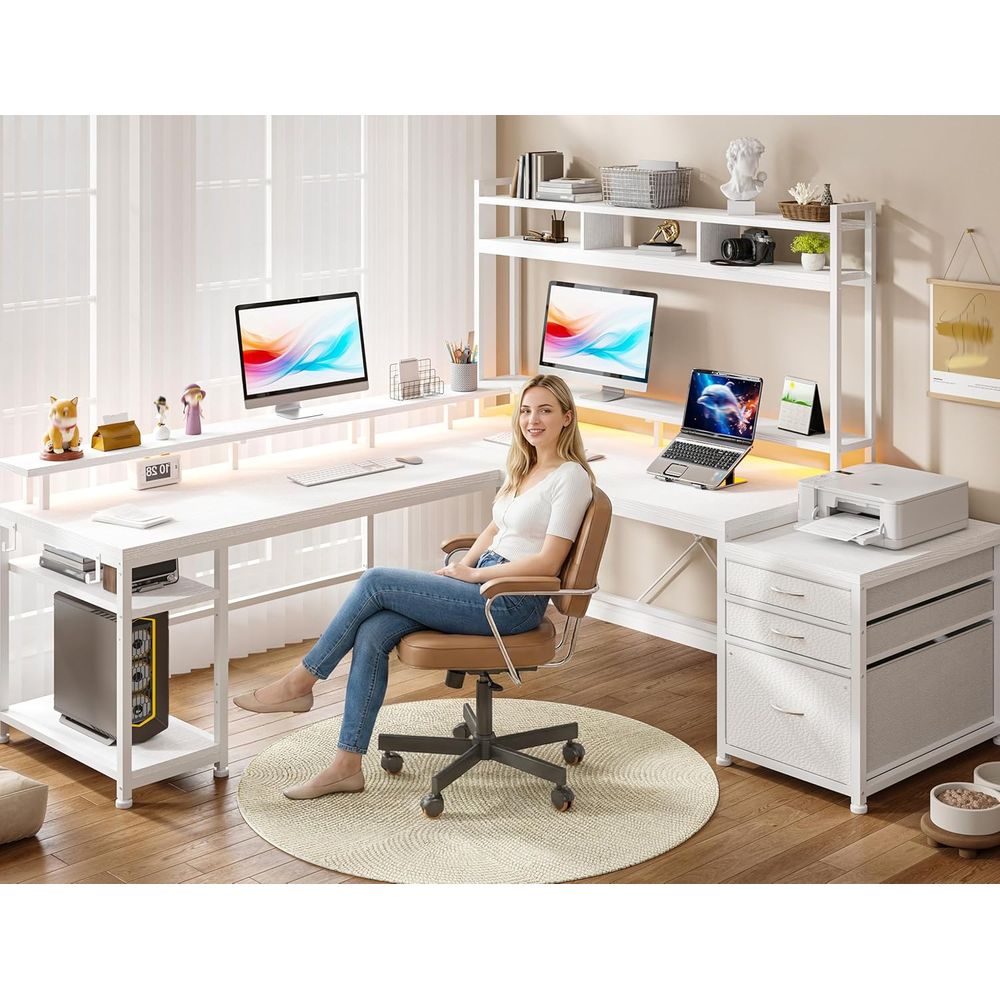 104-inch L-Shaped Desk for Dua - L Shaped Desk Setup 评论和价格