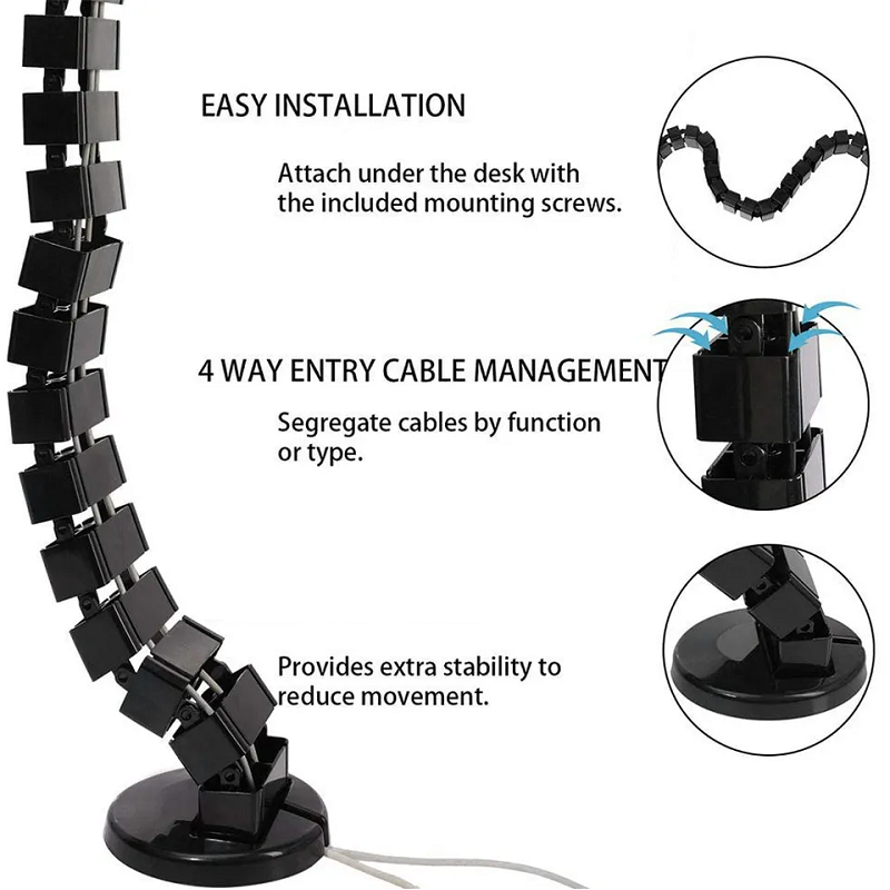 Wire Spine Cable Sleeve Under  - Desk Setup Clean 评论和价格