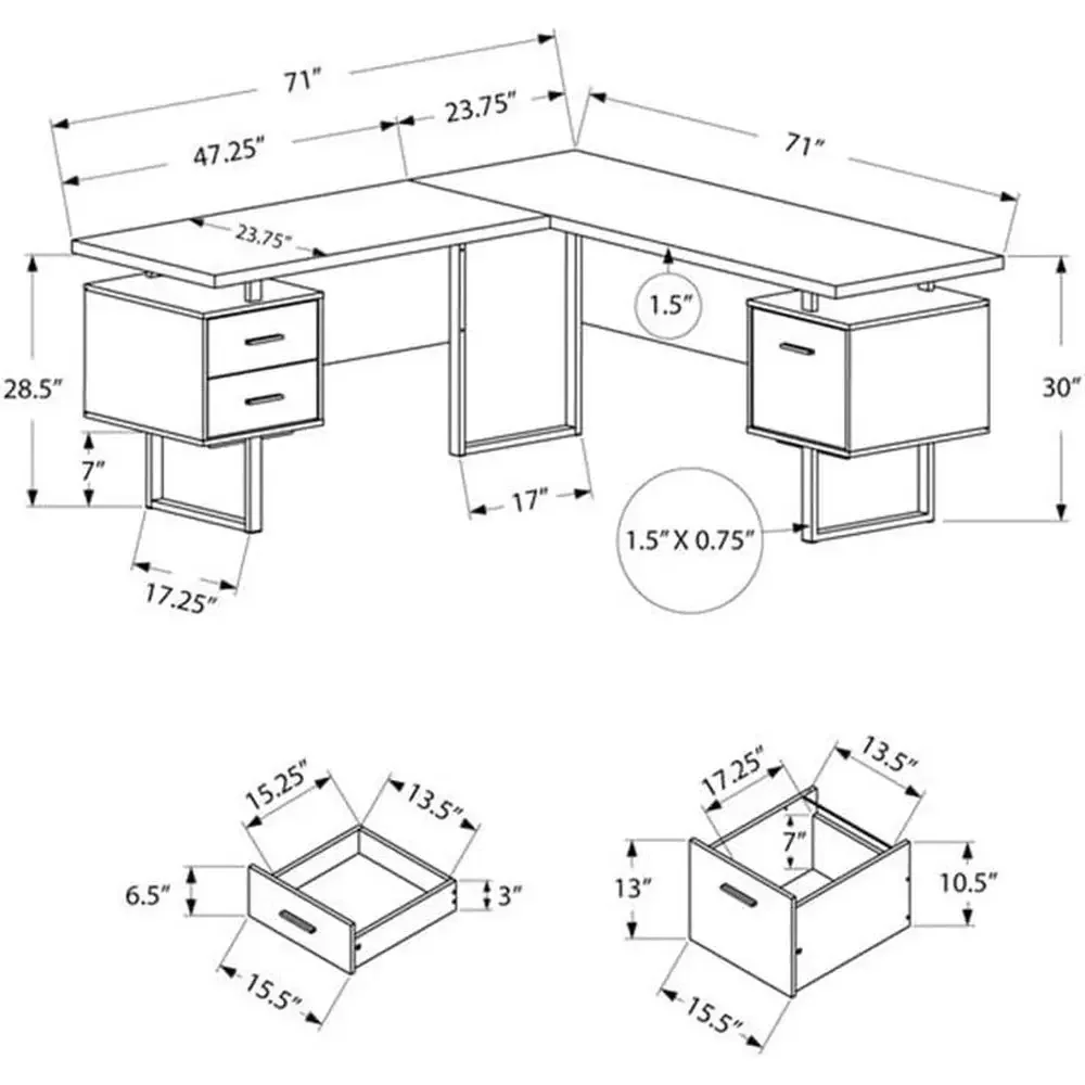 L-Shaped 70 Computer Desk with - L Shaped Desk Setup 评论和价格
