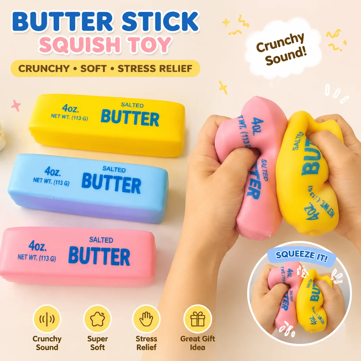 Realistic Butter Stick Squishy - Desk Setup Decor 评论和价格