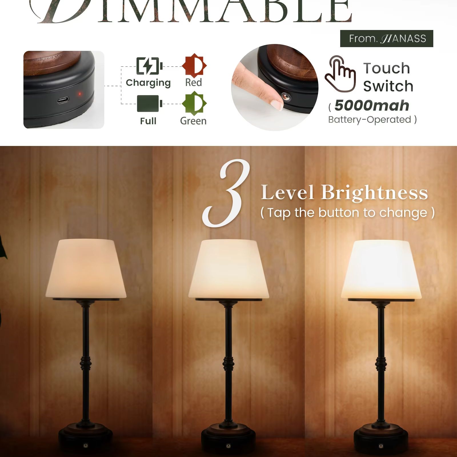 Cordless Table Lamps Set of  5 - Desk Setup Lighting 评论和价格