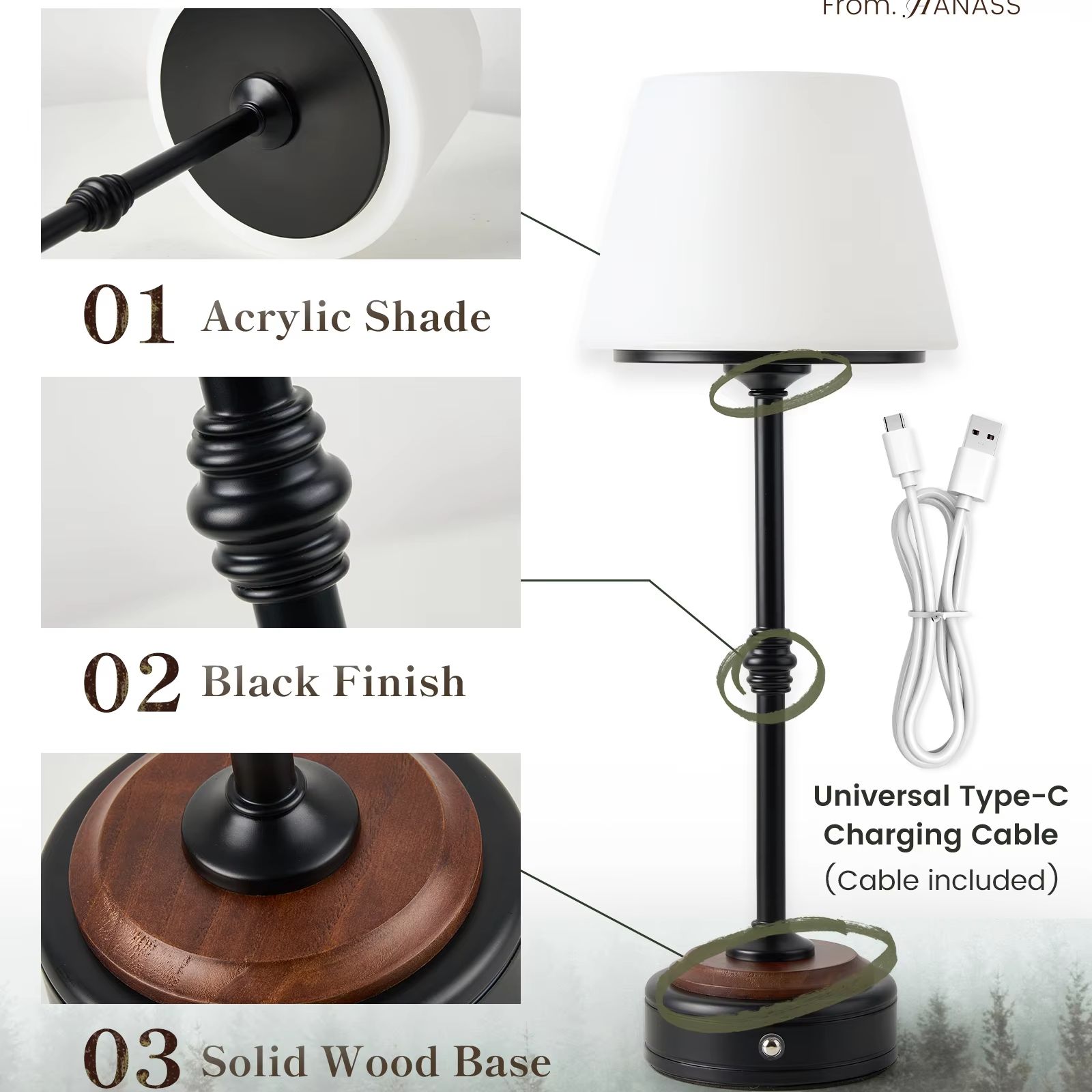 Cordless Table Lamps Set of  5 - Desk Setup Lighting 评论和价格