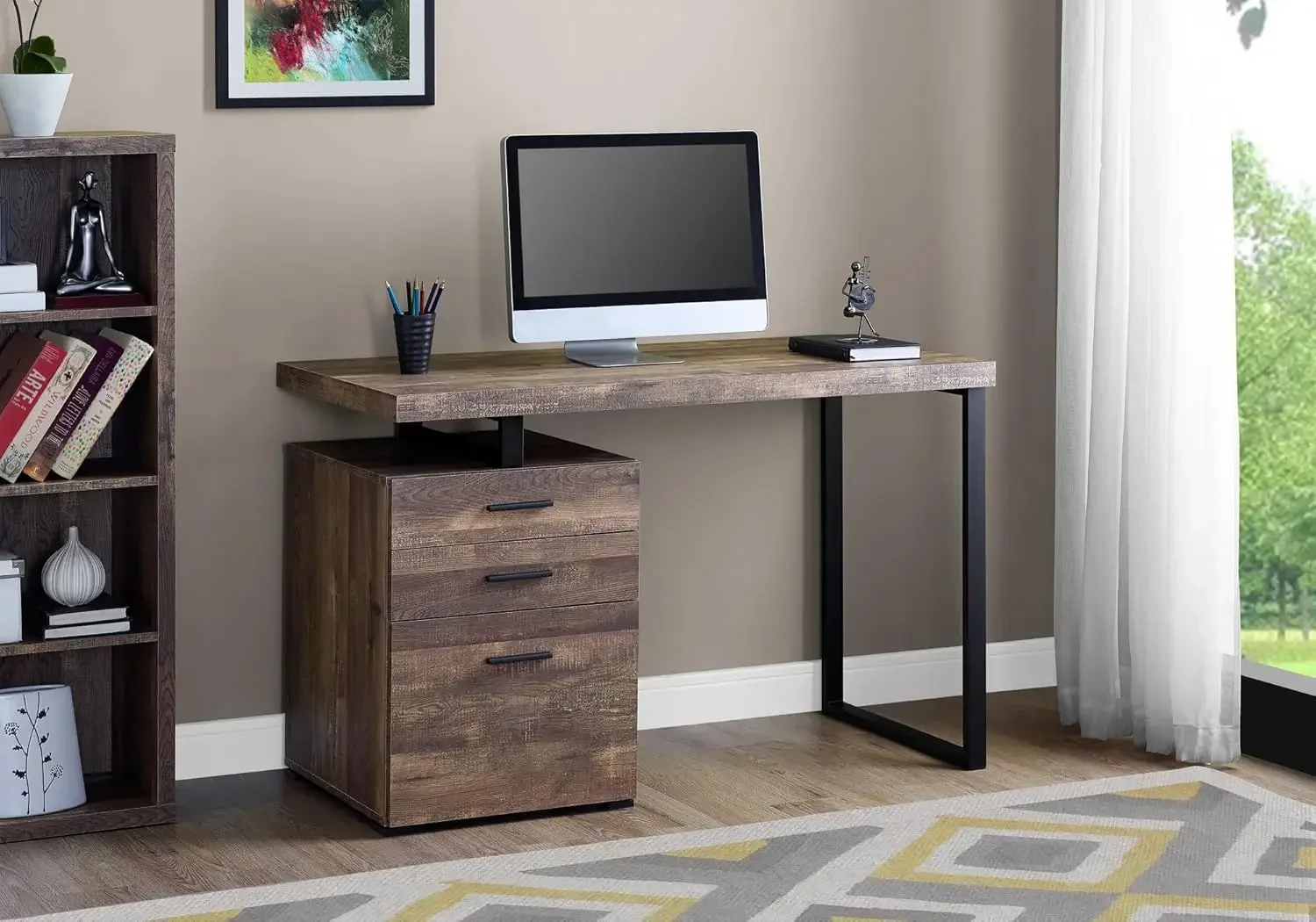 Computer Desk with File Cabine - L Shaped Desk Setup 评论和价格