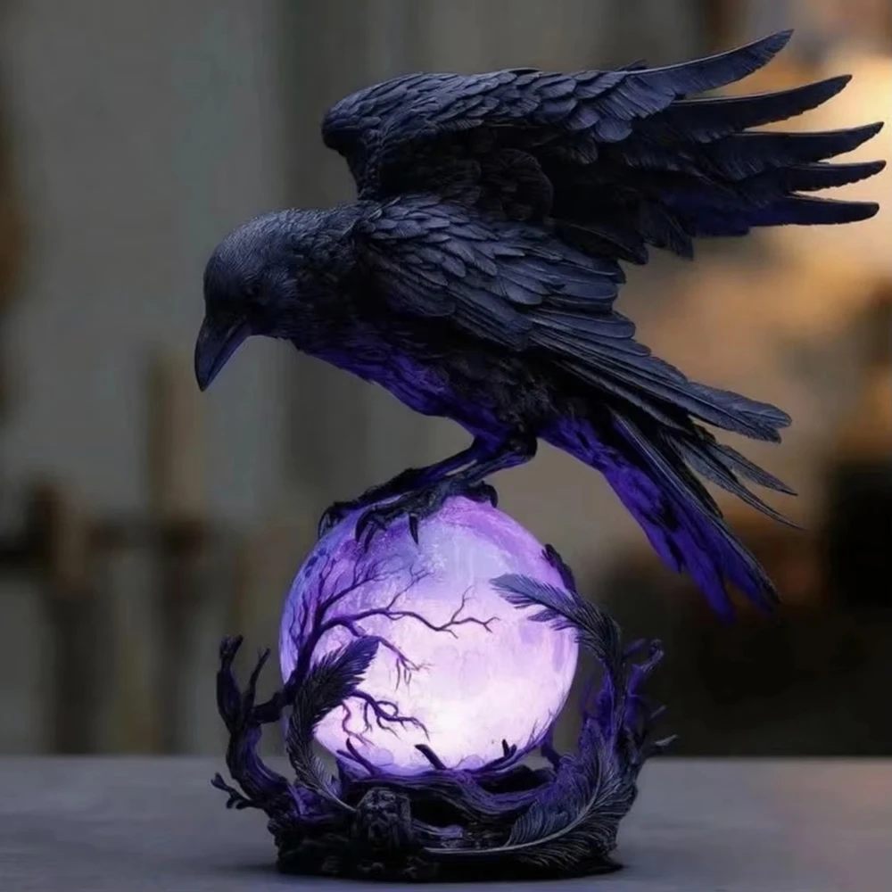 Creative Gothic Raven LED Lamp - Desk Setup Dark 评论和价格
