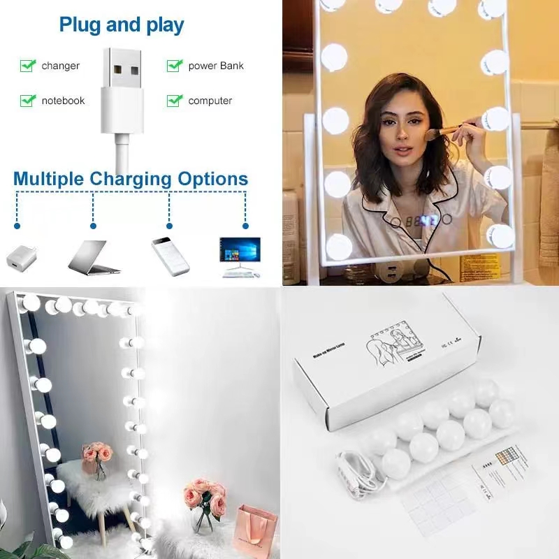 LED Light Paste Mirror Makeup  - Desk Setup Lighting 评论和价格