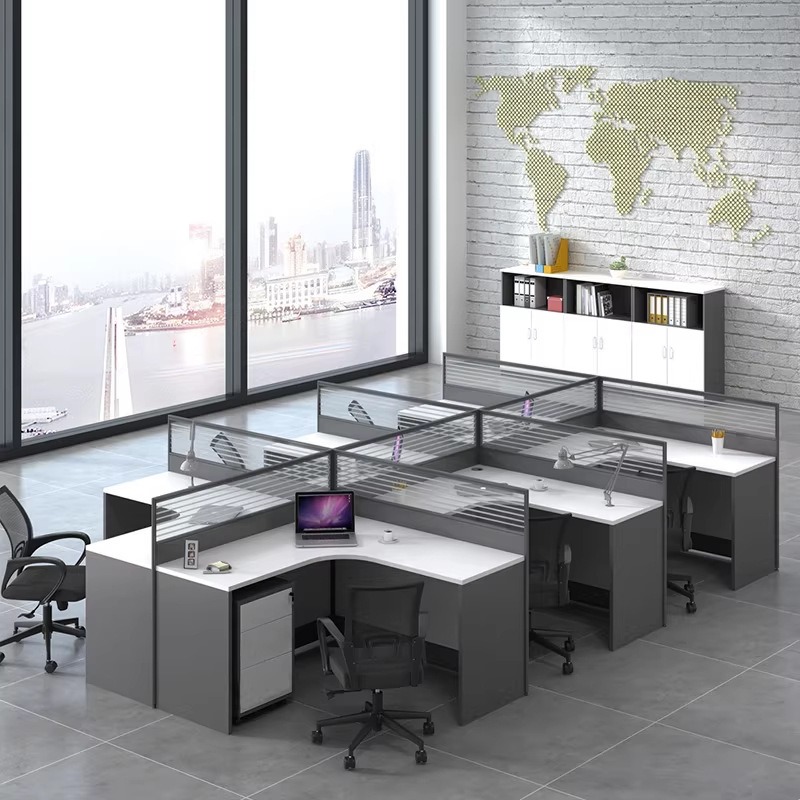 White Office Desk for 2 4 or 6 - L Shaped Desk Setup 评论和价格