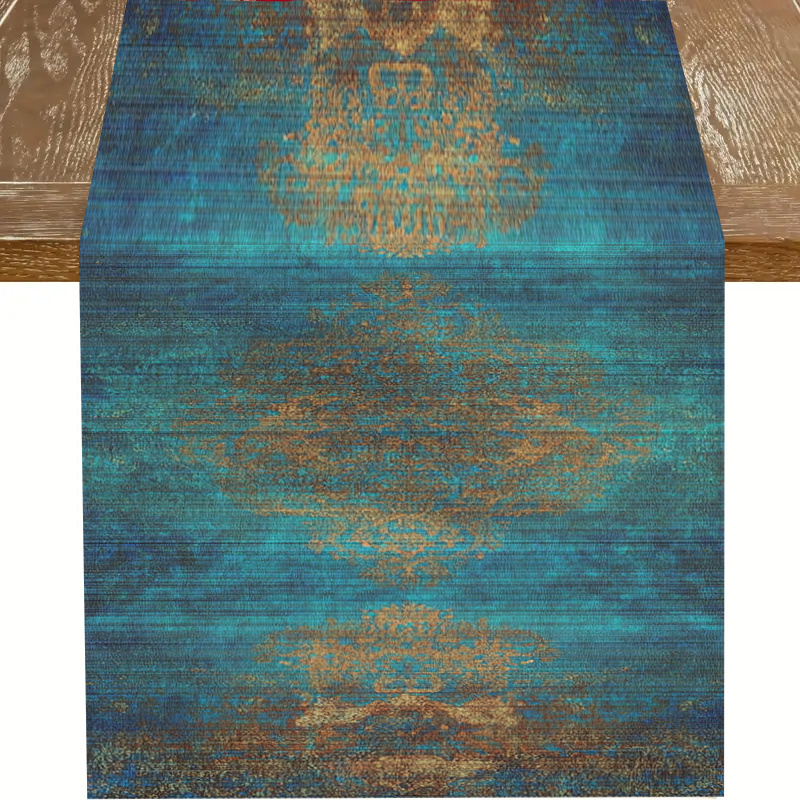 Dark Blue Retro Woven Table Ru - Desk Setup Dark 评论和价格