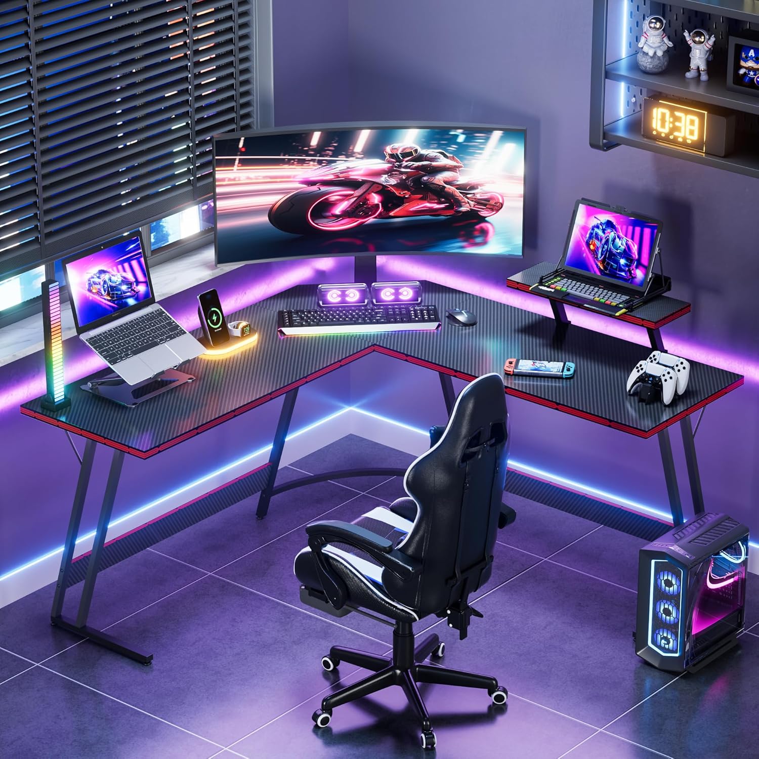 L-Shaped Adjustable Gaming Des - L Shaped Desk Setup 评论和价格