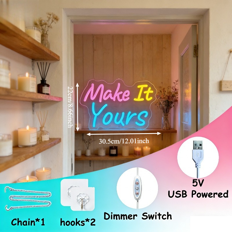 Make It Yours Neon Sign LED US - Desk Setup Inspiration 评论和价格