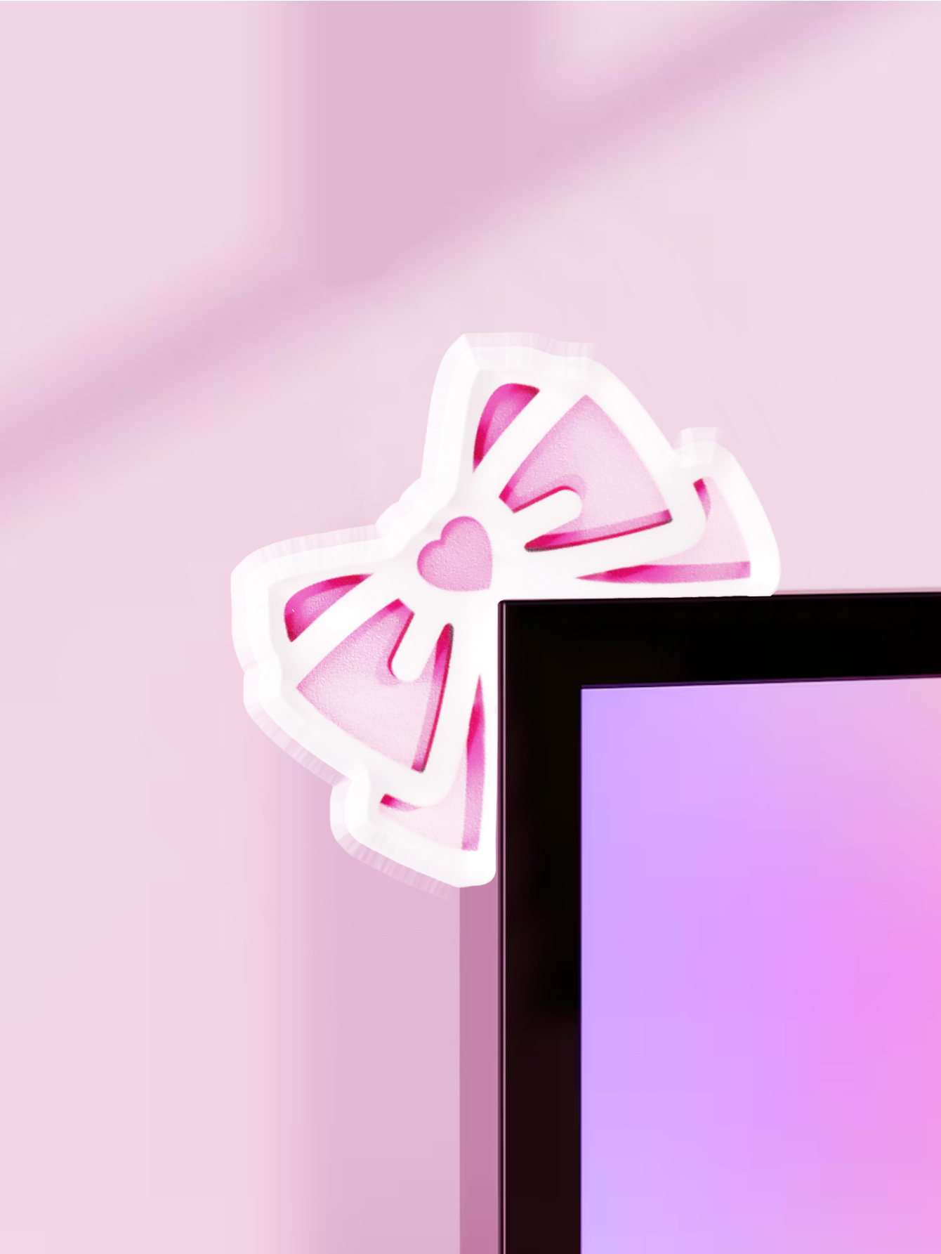 Kawaii Bow Monitor Decor Pink  - Desk Setup Accessories 评论和价格