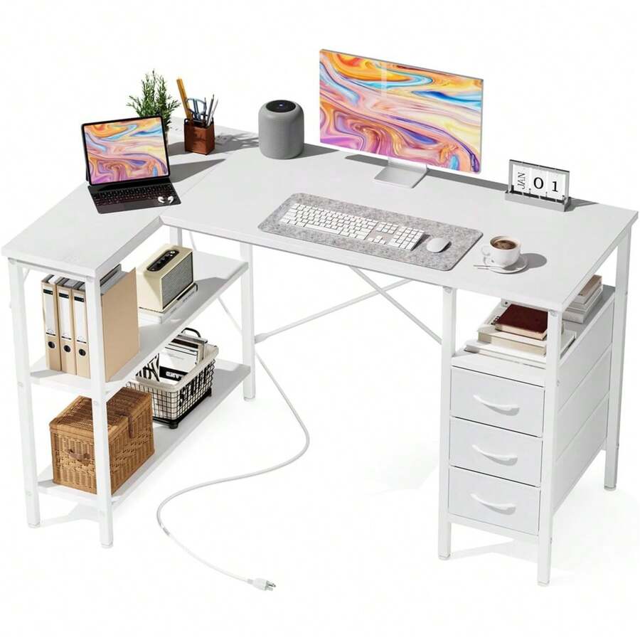 L Shaped Desk With Shelf Drawe - L Shaped Desk Setup 评论和价格