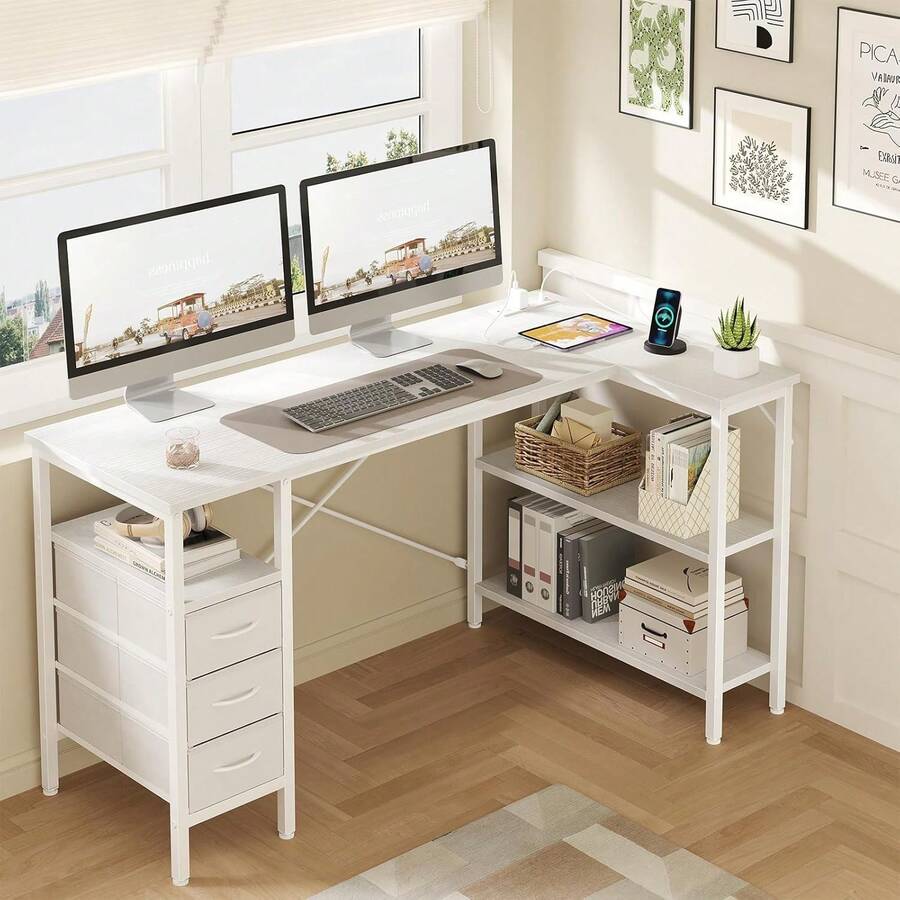 L Shaped Desk With Shelf Drawe - L Shaped Desk Setup 评论和价格